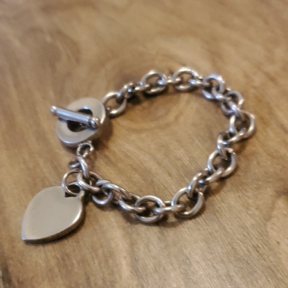 Sterling-Style Silver Heart Charm Bracelet - Women's Bracelet
